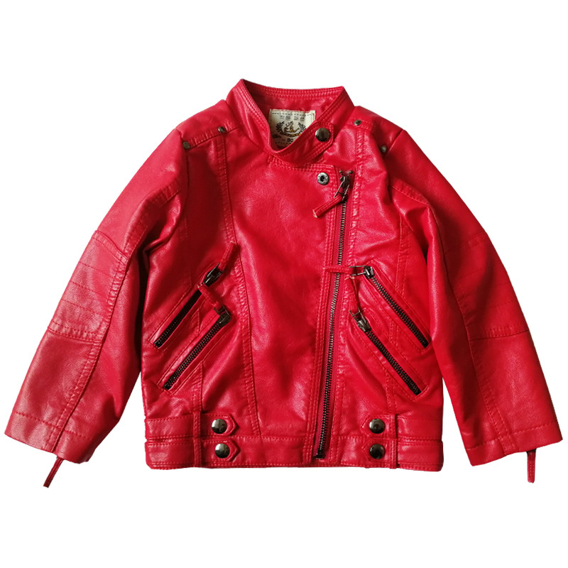 Streetwear Brand Red Logo - Girls Christmas Red Motorcycle Pu Leather