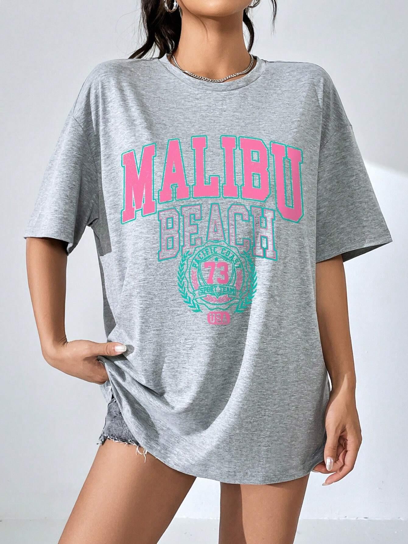 Malibu Beach Letter Print Prin - đánh giá và giá Streetwear Brand Tees