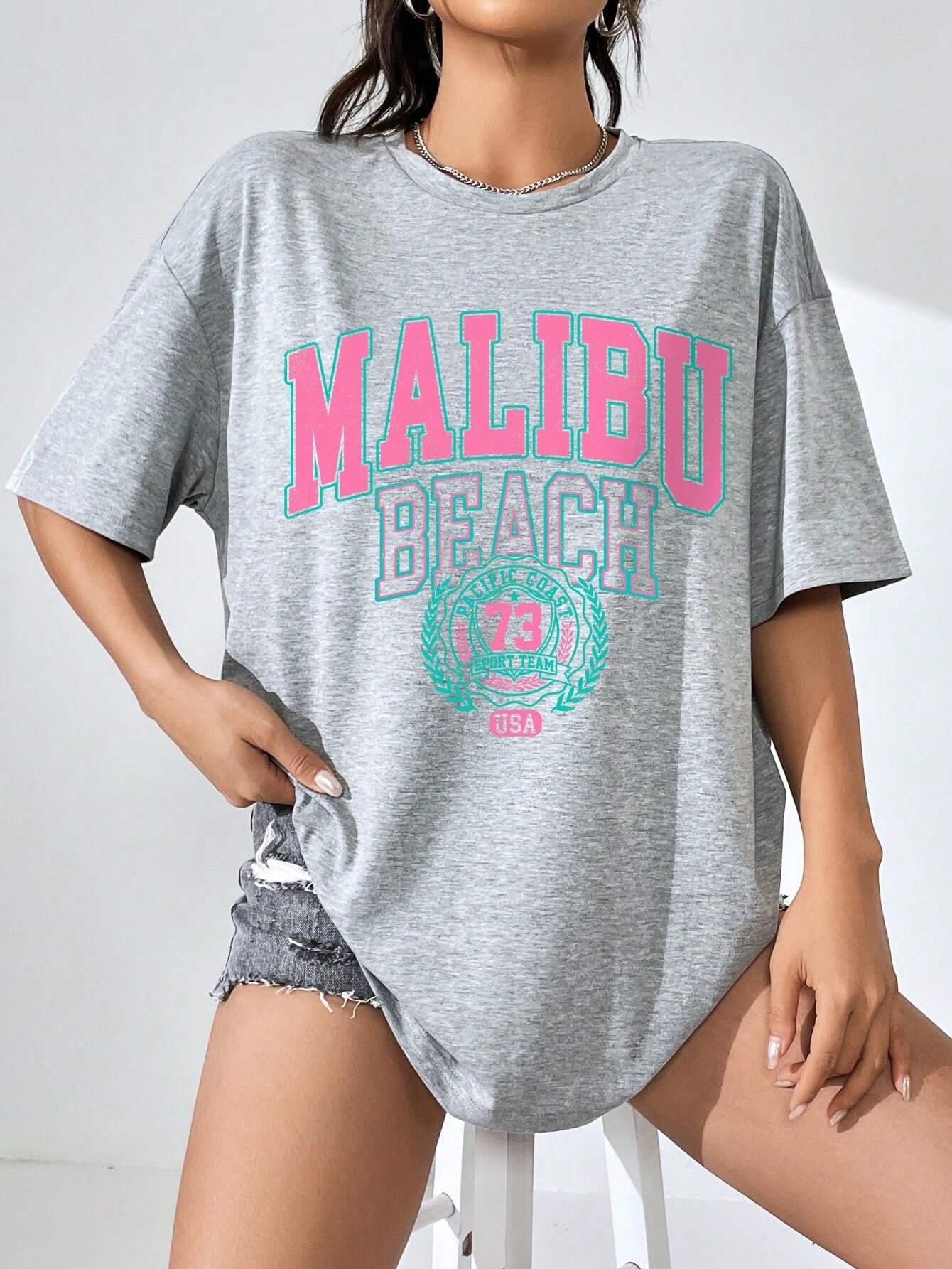 Malibu Beach Letter Print Prin - đánh giá và giá Streetwear Brand Tees
